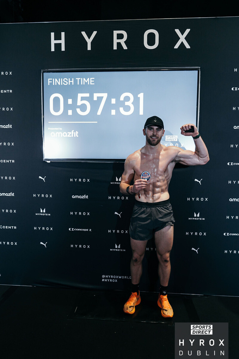 Athlete at the HYROX Dublin finish board